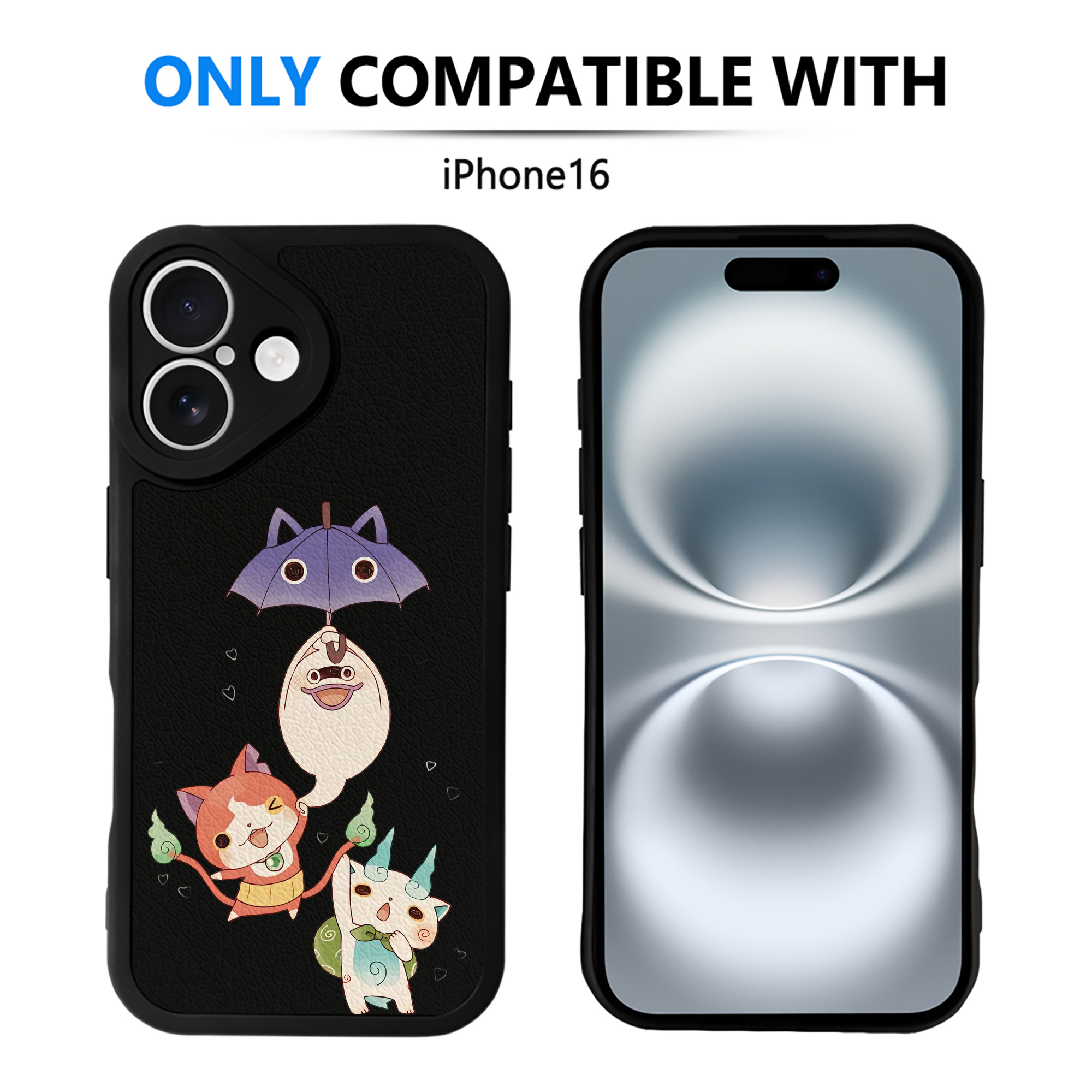 （画像用） 妖怪ウォッチ Yo-kai Watch 【iPhone 16シリーズ対応】シリコンスマホケース（レザー調） 材質：シリコン
